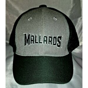 Mallards in Green White on‎ Gray Front Hat Cap w Green Mesh/Bill Snapback EUC